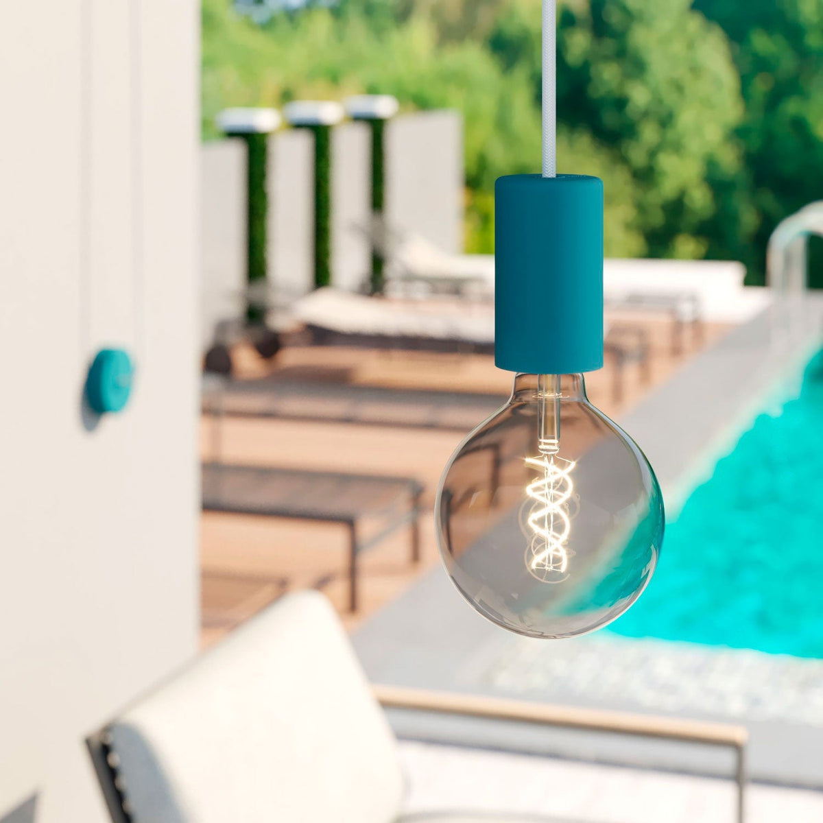 EIVA ELEGANT, Lampenfassungskit für den Außenbereich E27 IP65 aus Silikon für Modulair-System – Petrol – Ansicht 2
