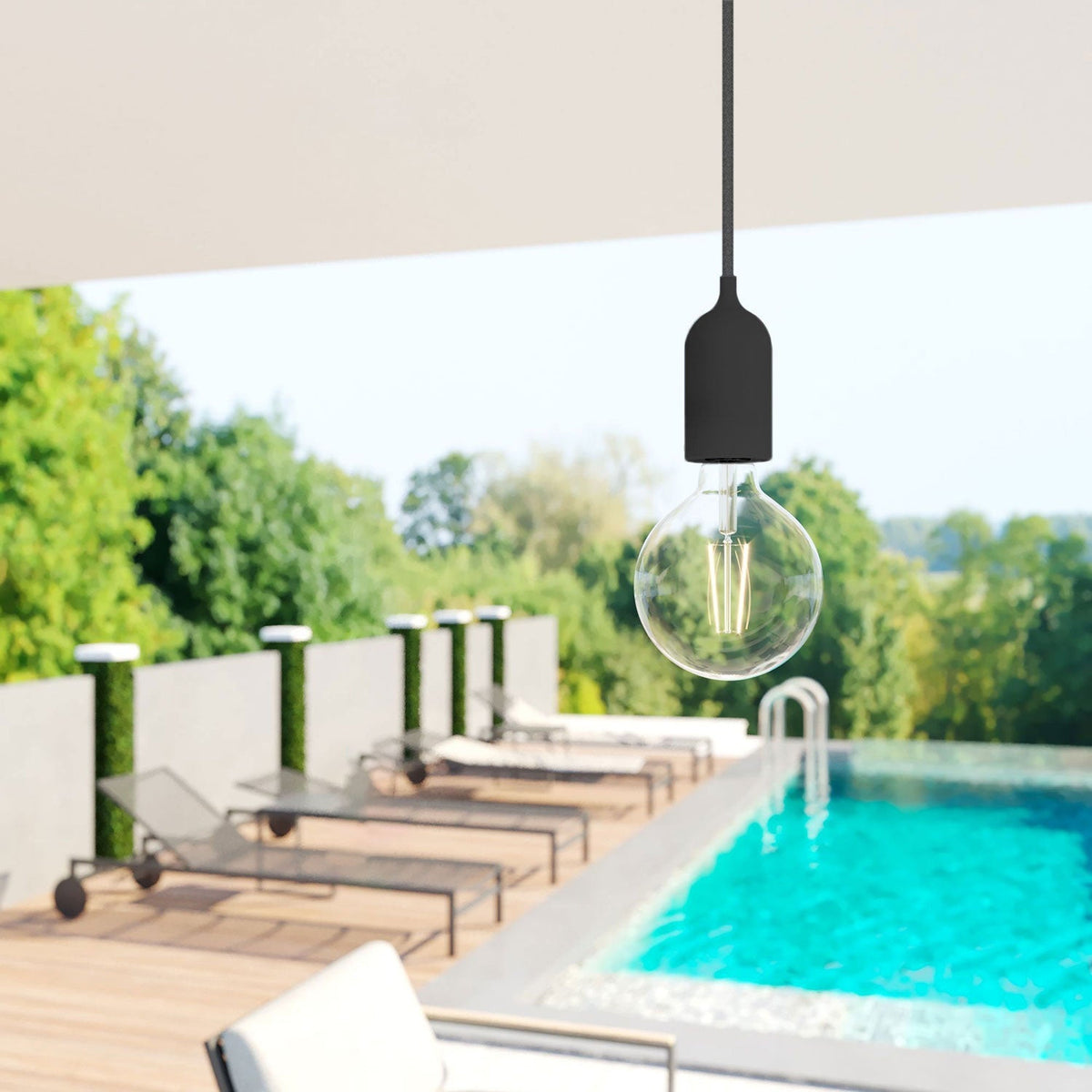 EIVA PASTEL Lampensockel-Kit IP65 für den Außenbereich aus Silikon E27 – Modulares System – Schwarz – Ansicht 2