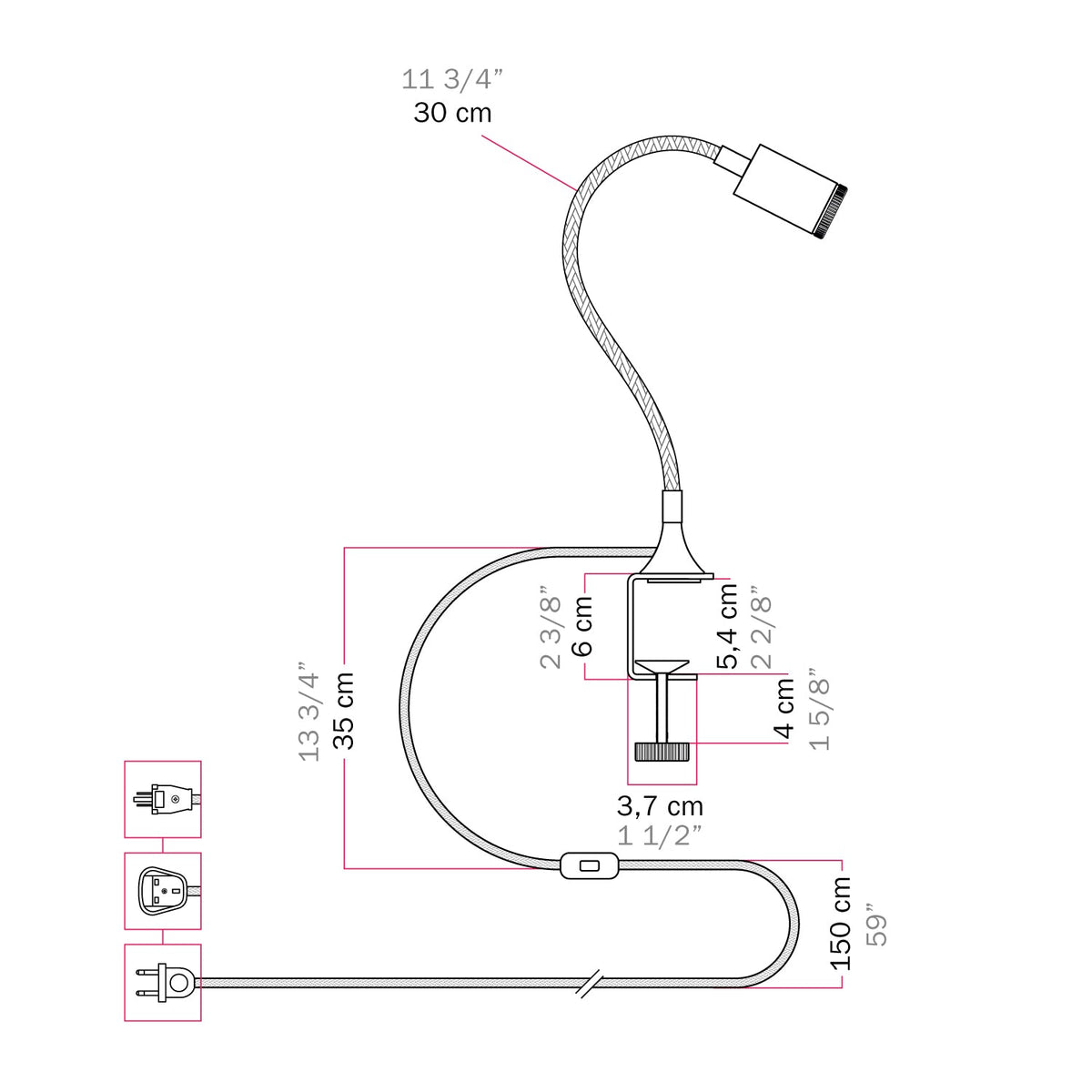 Verstellbarer Spot MAG-Y mit Klemme – Satiniertes Kupfer – Ansicht 8