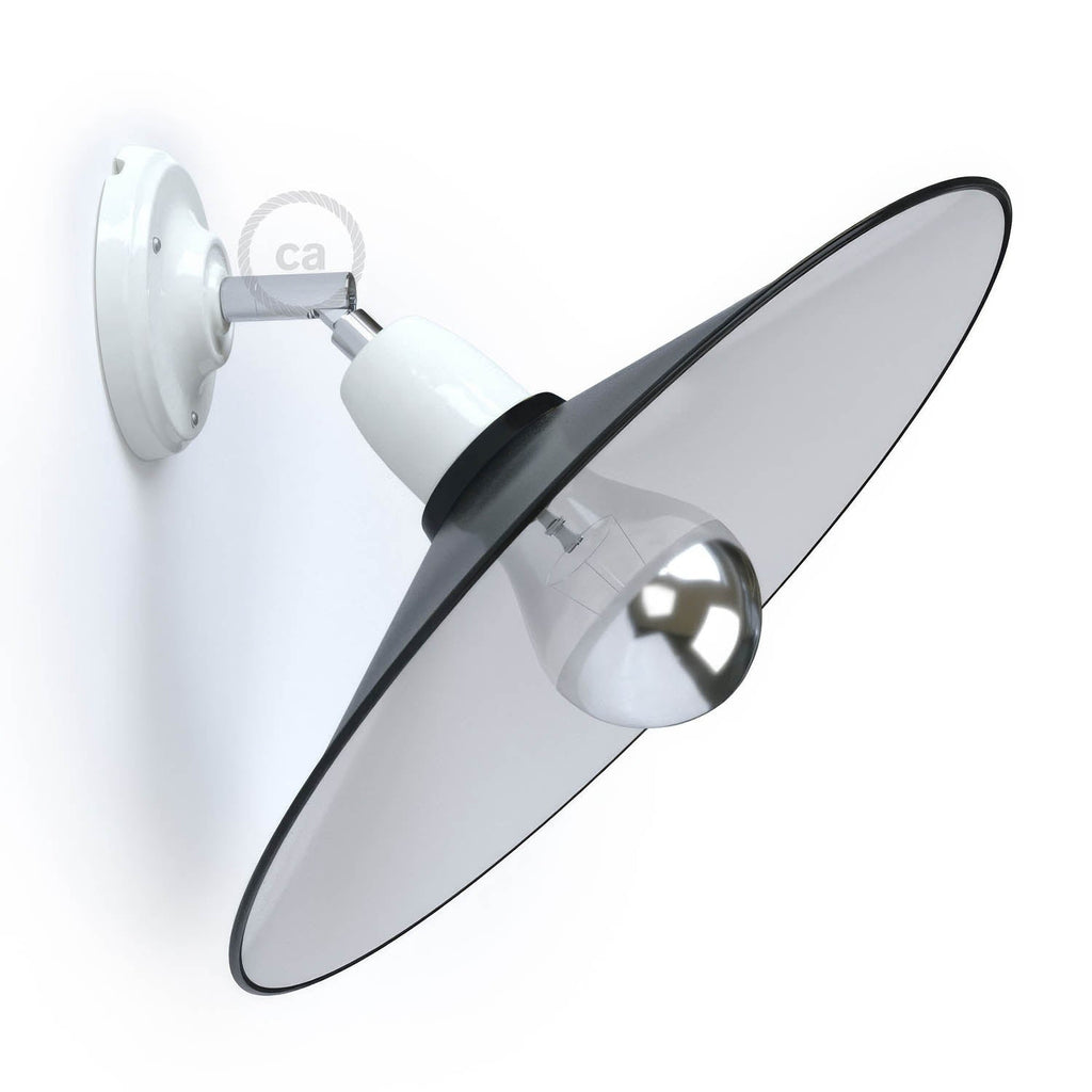 Fermaluce 90° mit Swing-Lampenschirm, verstellbare Wand- oder Deckenlampe aus Porzellan – Weiß
