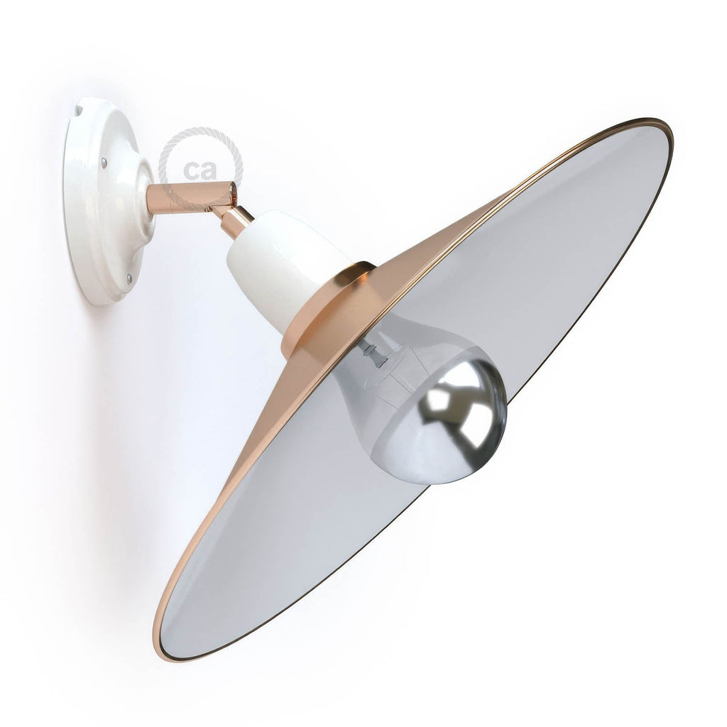 Fermaluce 90° mit Swing-Schirm, verstellbare Wand- oder Deckenleuchte aus Porzellan – Kupfer
