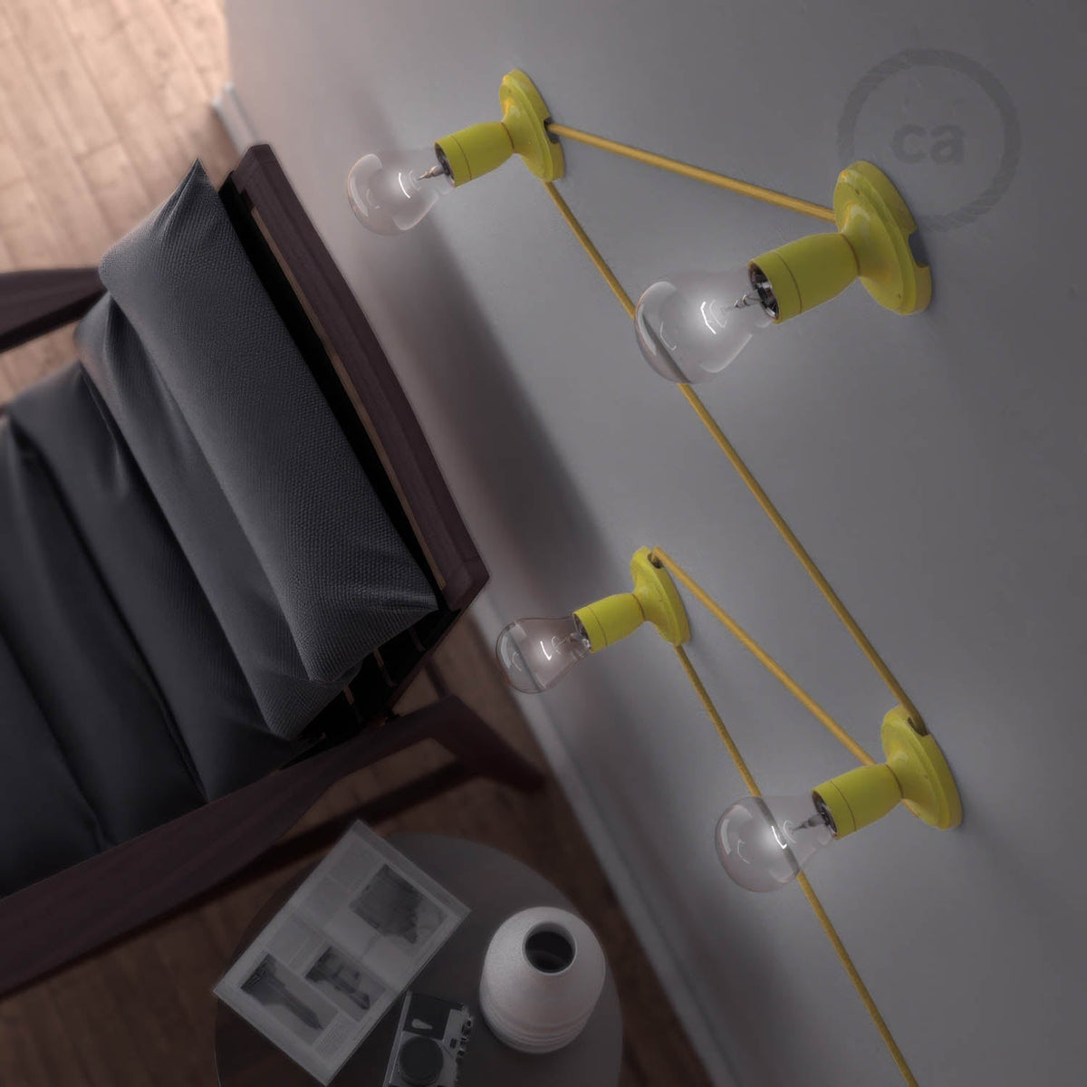 Fermaluce Color, der farbige Lichtpunkt aus Porzellan für Wand oder Decke – Gelb – Ansicht 2