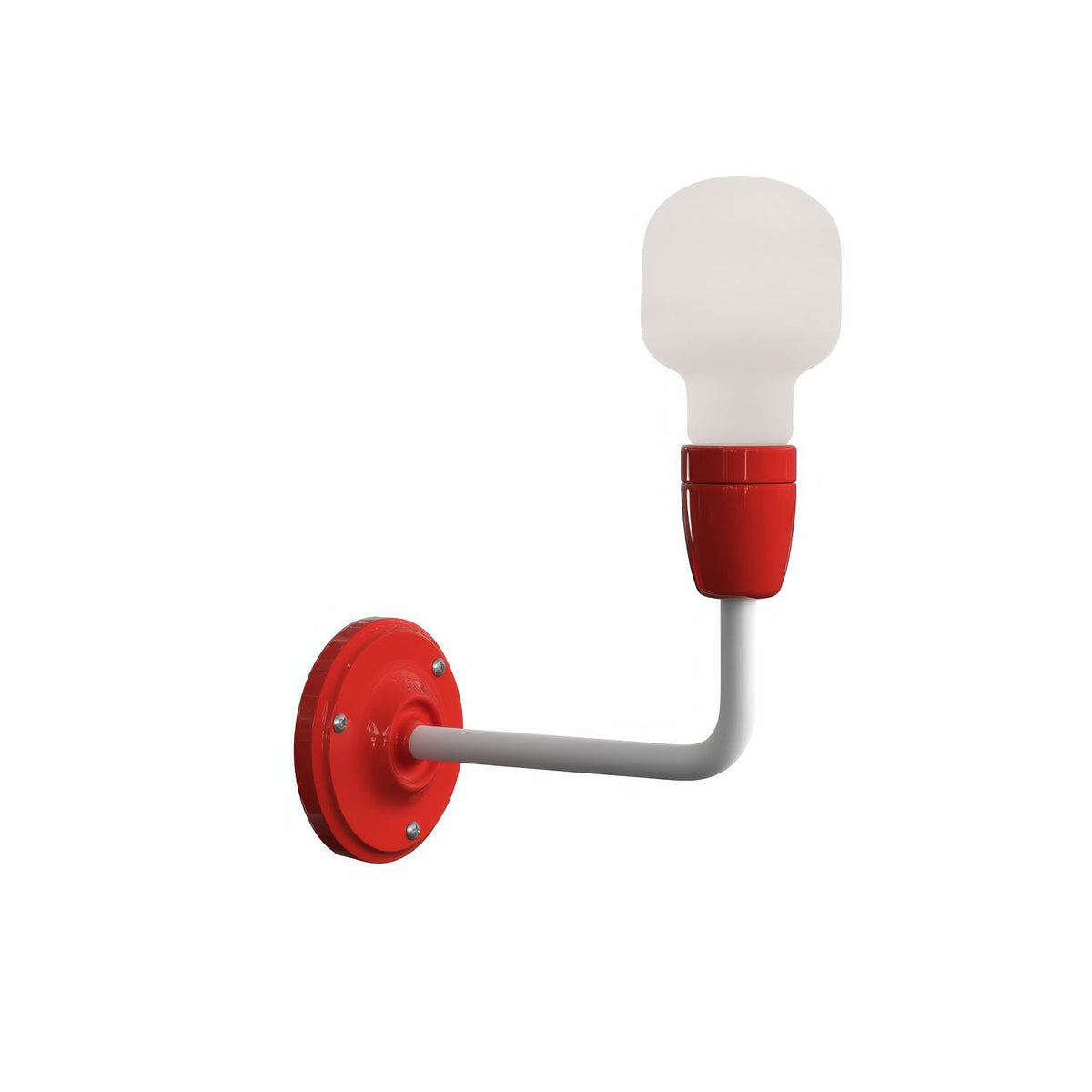 Fermaluce Color, Wandleuchte aus Metall und Porzellan mit gebogenem Arm - Rot