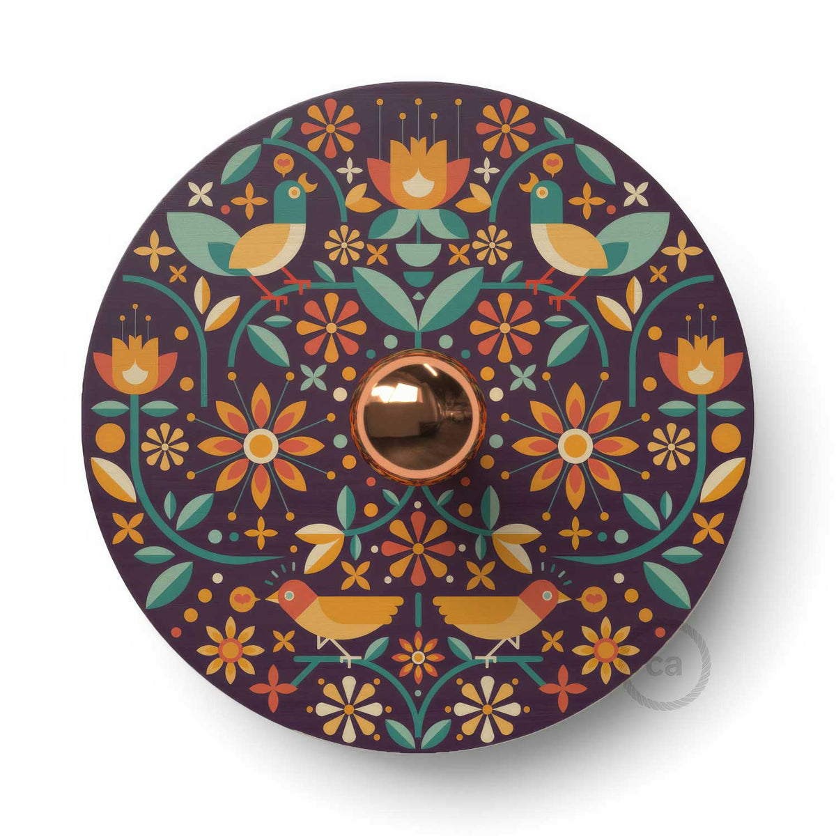 Fermaluce Etnico mit UFO-Doppelseitig-Holzschirm, illustriert von Francesco Poroli – Ansicht 4