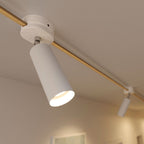 Fermaluce Filè schwenkbarer Strahler mit Tub-E14 Metallschirm, Wand- oder Deckenleuchte für das Filè System – Weiß – Ansicht 3