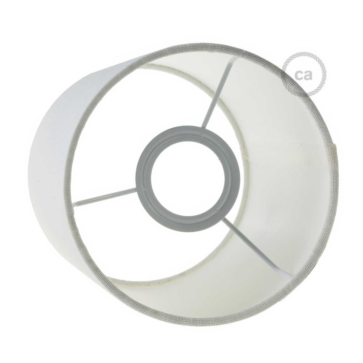 Fermaluce Metal mit Zylinder-Lampenschirm, Wandflachleuchte – Glänzendes Weißleinen – Ansicht 4