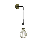 Fermaluce Metal mit Drop-Schirm, Wandleuchte aus Metall mit gebogenem Arm und Textilkabel – Messing – Ansicht 3
