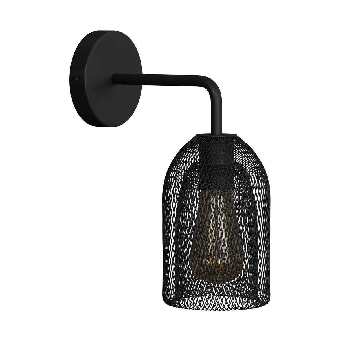Fermaluce Metal mit Ghostbell-Lampenschirm, Wandlampe aus Metall mit gebogenem Ausleger - Schwarz