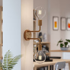 Fermaluce Metal, Wandleuchte aus Metall mit doppeltem, gebogenem Arm - Satiniertes Bronze – Ansicht 2