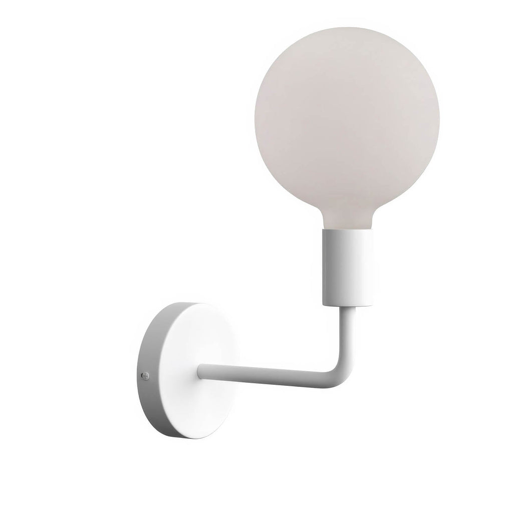 Fermaluce Metal, Wandlampe aus Metall mit gebogenem Verlängerungsarm – Weiß