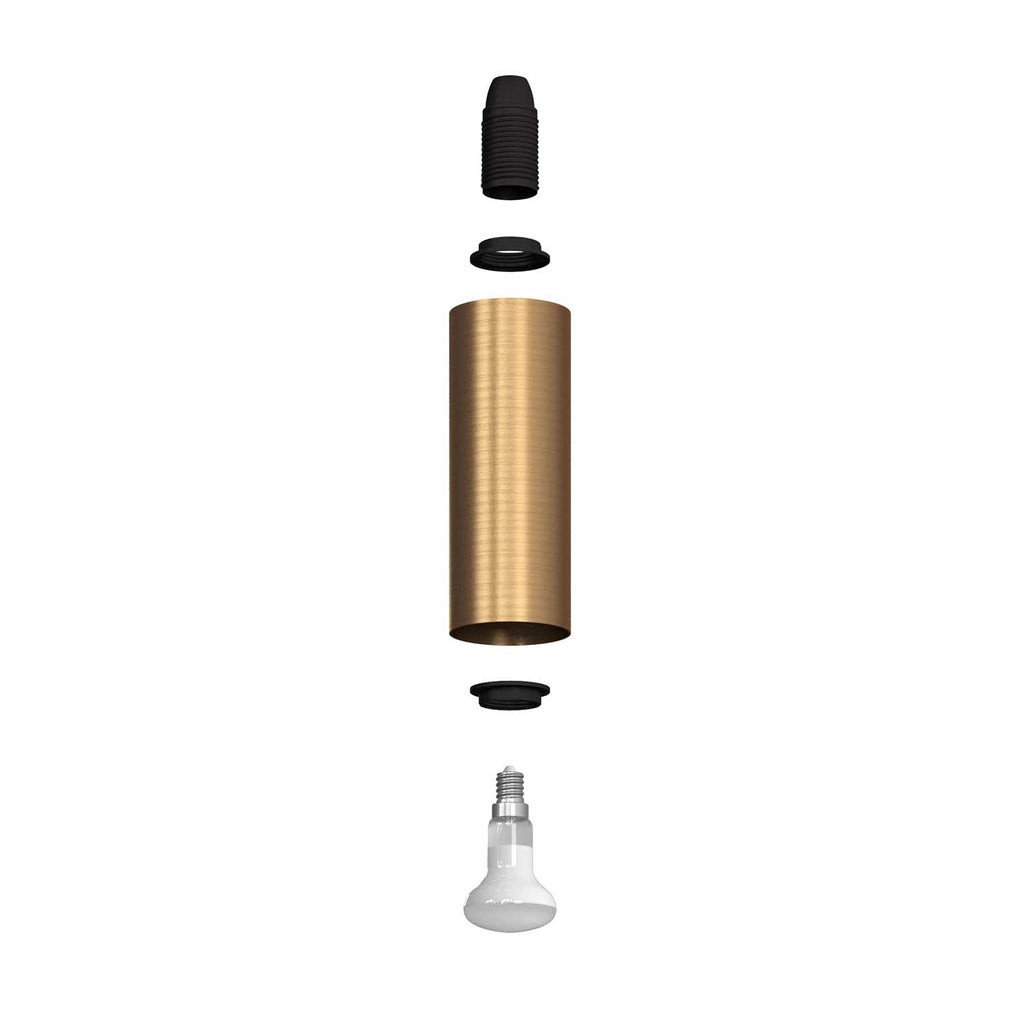 Fermaluce Metal, Wandlampe aus Metall mit gebogenem Ausleger und Tub-E14 Schirm – Satin-Bronze – Ansicht 3