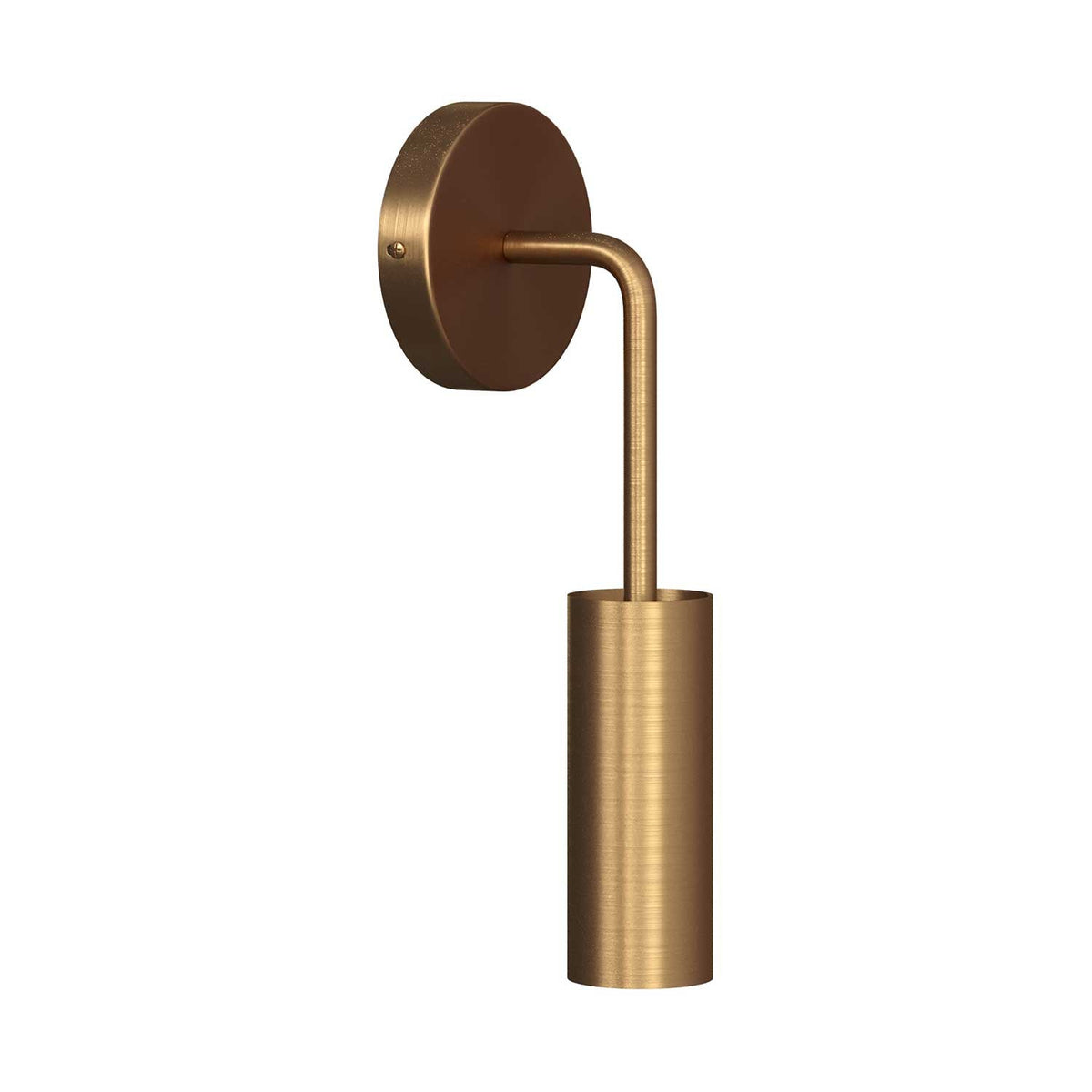 Fermaluce Metal, Wandlampe aus Metall mit gebogenem Ausleger und Tub-E14 Schirm – Satin-Bronze