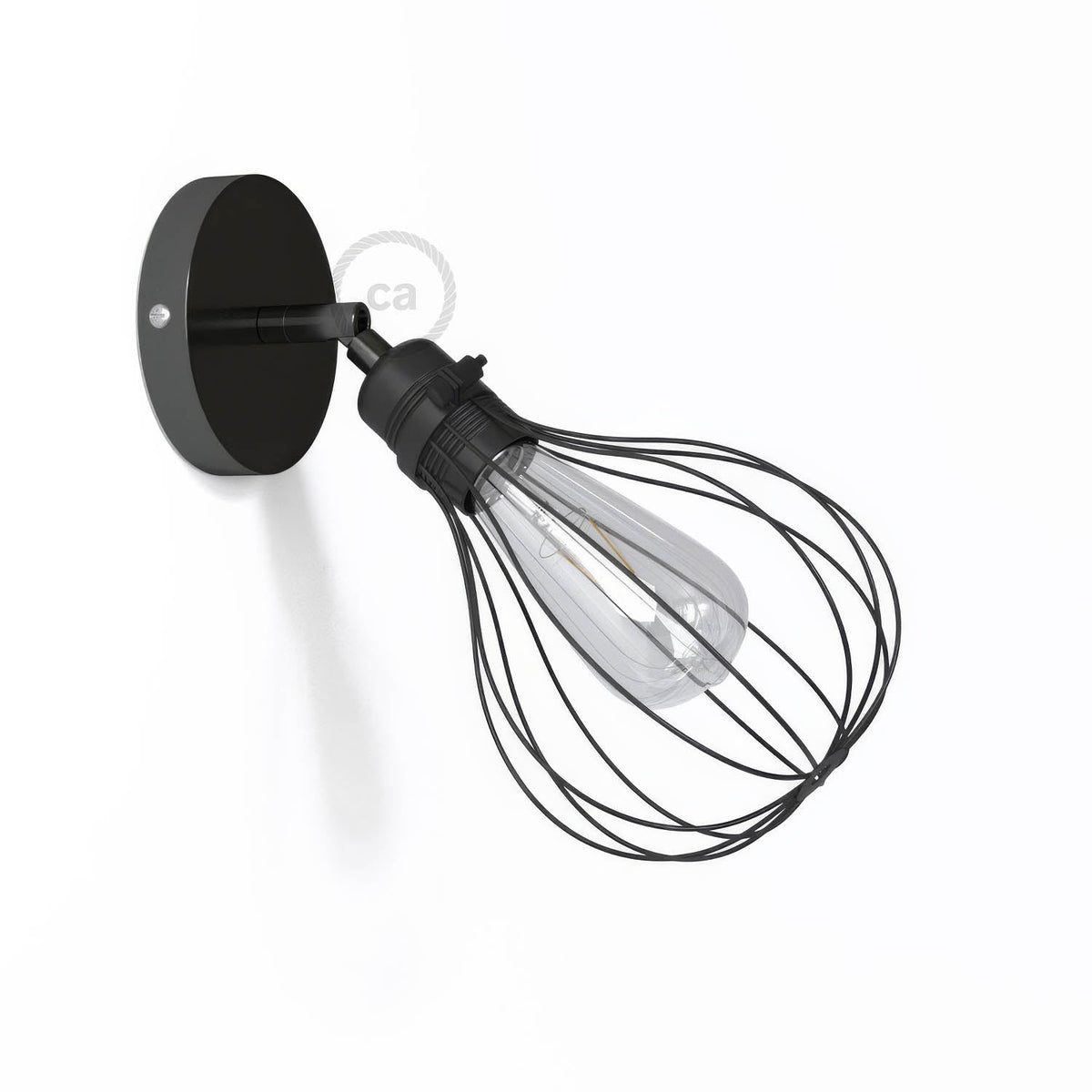 Fermaluce Metallo 90° mit Drop-Lampenschirm, wandmontierte, ausrichtbare Lampe aus Metall – Perlschwarz