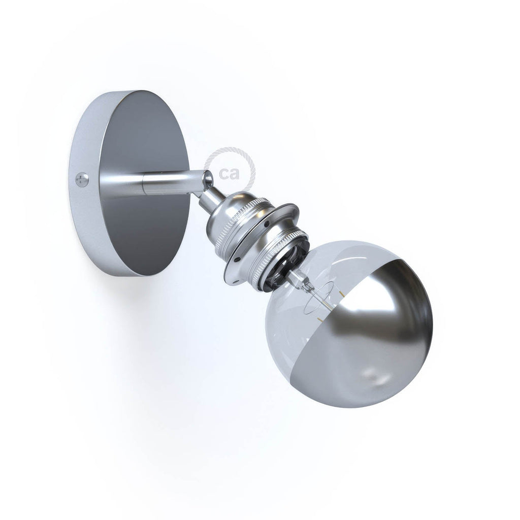 Fermaluce Metall 90° mit Gewinde-E27-Fassung, schwenkbarer Lichtpunkt aus Metall – Chrom