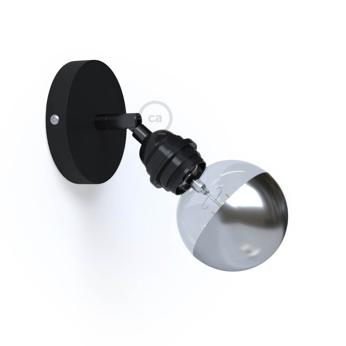 Fermaluce Metall 90° mit E27-Gewindefassung, schwenkbarer Lichtpunkt aus Metall – Schwarz