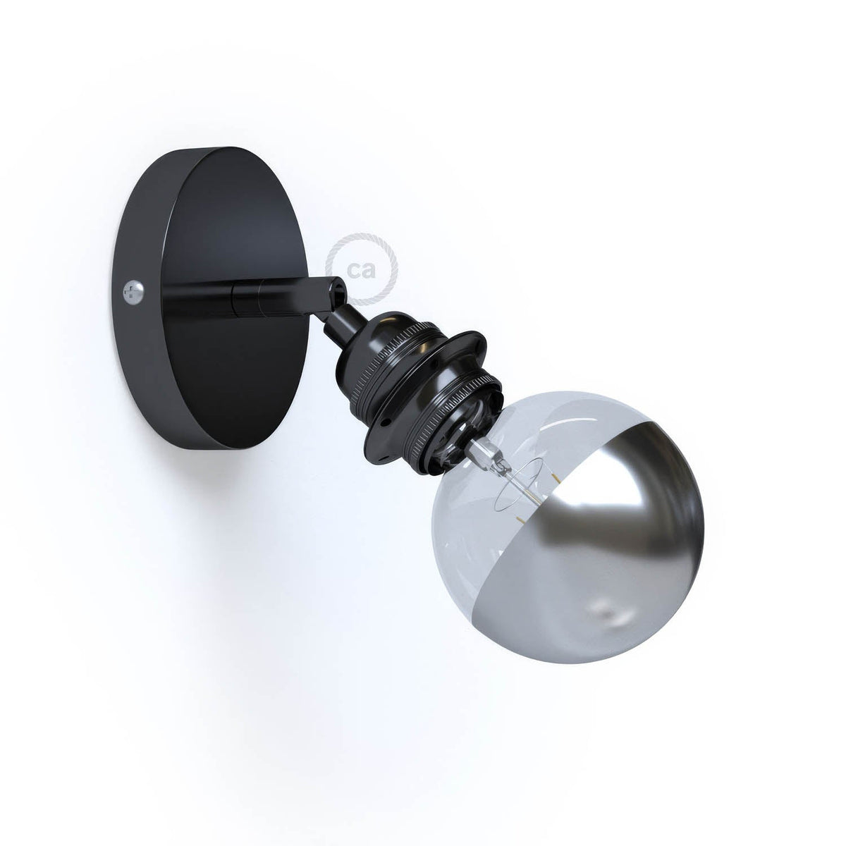 Fermaluce Metall 90° mit E27-Gewindefassung – verstellbare Lichtquelle aus Metall – Schwarz Perla