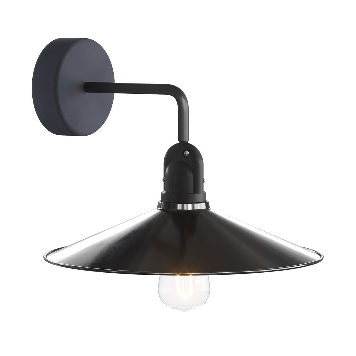 Fermaluce Modulair mit L-Verlängerung, Swing-Lampenschirm und wasserdichter IP65-Fassung – Schwarz innen Weiß