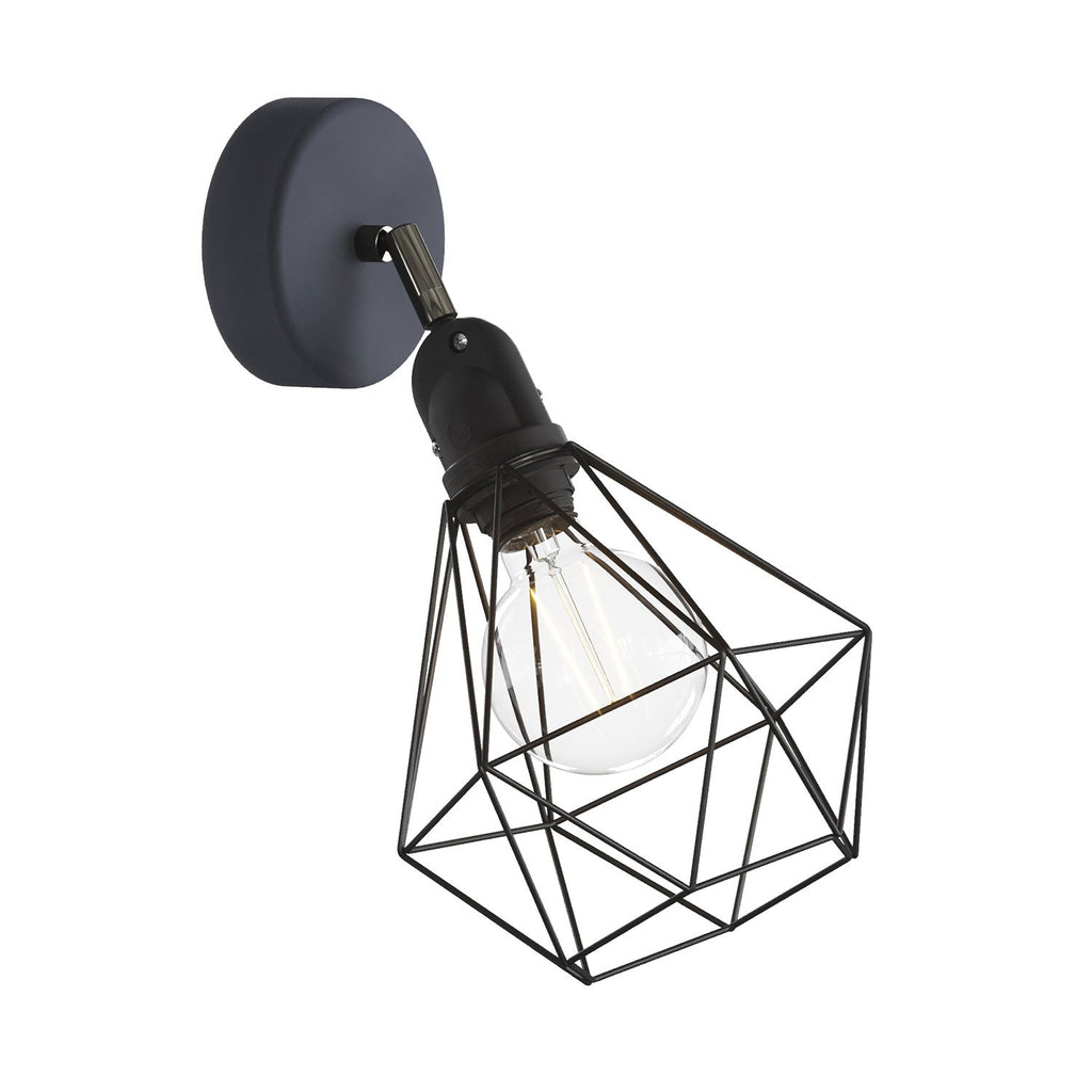 Fermaluce Modulair mit schwenkbarem Gelenk, Diamond-Lampenschirm und IP65-wasserdichter Fassung – Schwarz