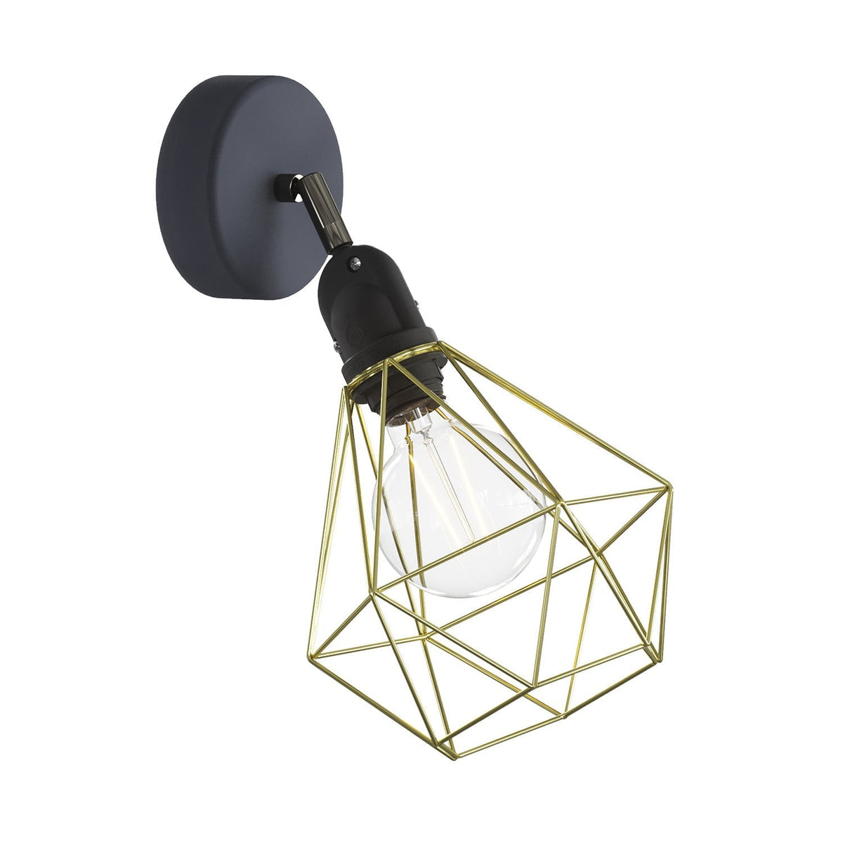 Fermaluce Modulair mit Schwenkgelenk, Diamond-Schirm und IP65-wasserdichter Fassung – Messing