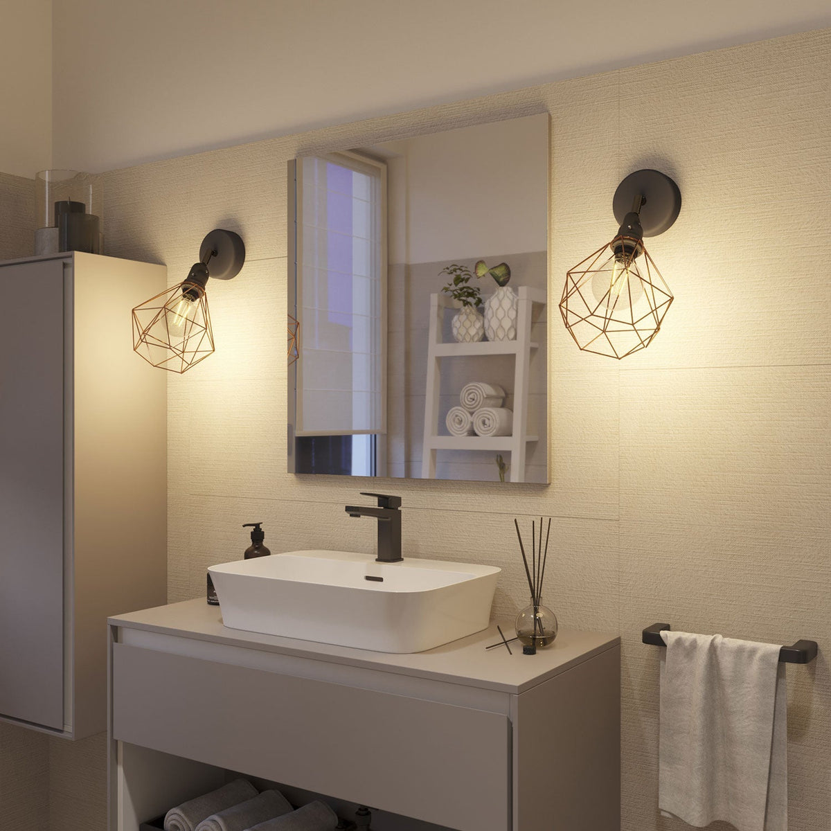 Fermaluce Modulair mit schwenkbarem Gelenk, Diamant-Lampenschirm und wasserdichter IP65-Fassung – Kupfer – Ansicht 4