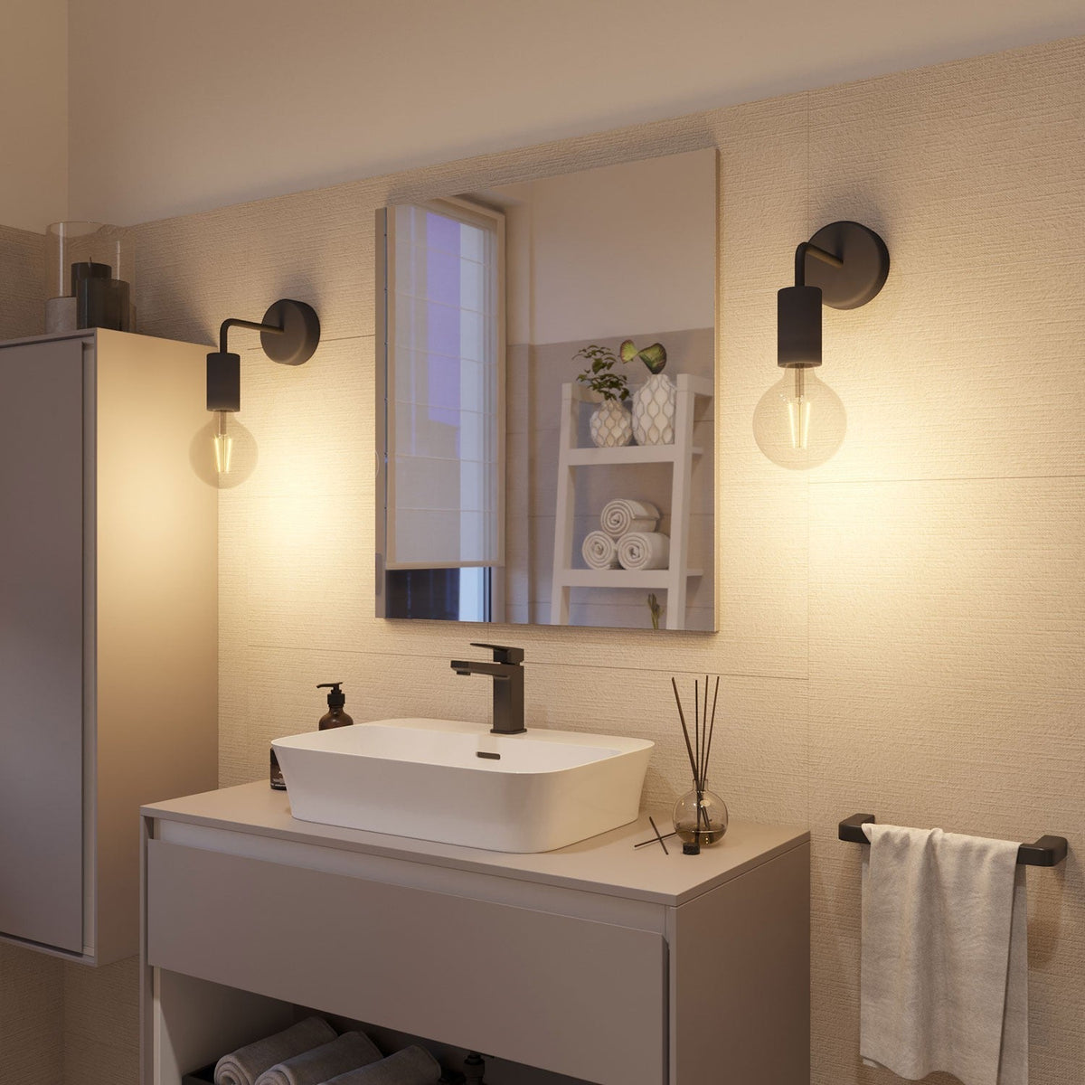 Fermaluce Modulair ELEGANT mit L-Erweiterung, Baldachin und Lampenfassung IP65 wasserdicht – Schwarz – Ansicht 4
