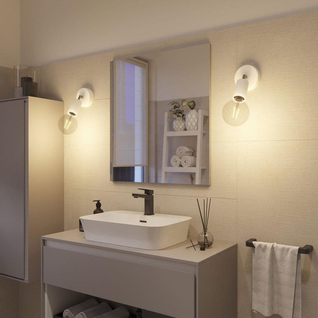 Fermaluce Modulair ELEGANT mit schwenkbarem Gelenk, Baldachin und IP65 wasserdichter Lampenfassung – Weiß – Ansicht 4
