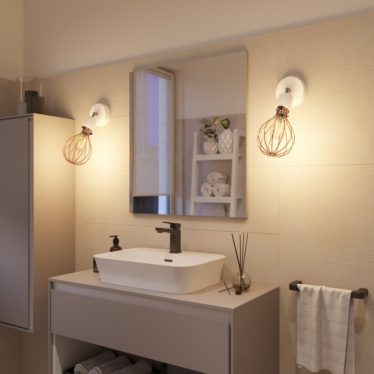 Fermaluce für Modulair ELEGANT-Lampenschirm mit schwenkbarem Gelenk, Rosette und IP65-wasserdichter Lampenfassung – Weiß – Ansicht 4