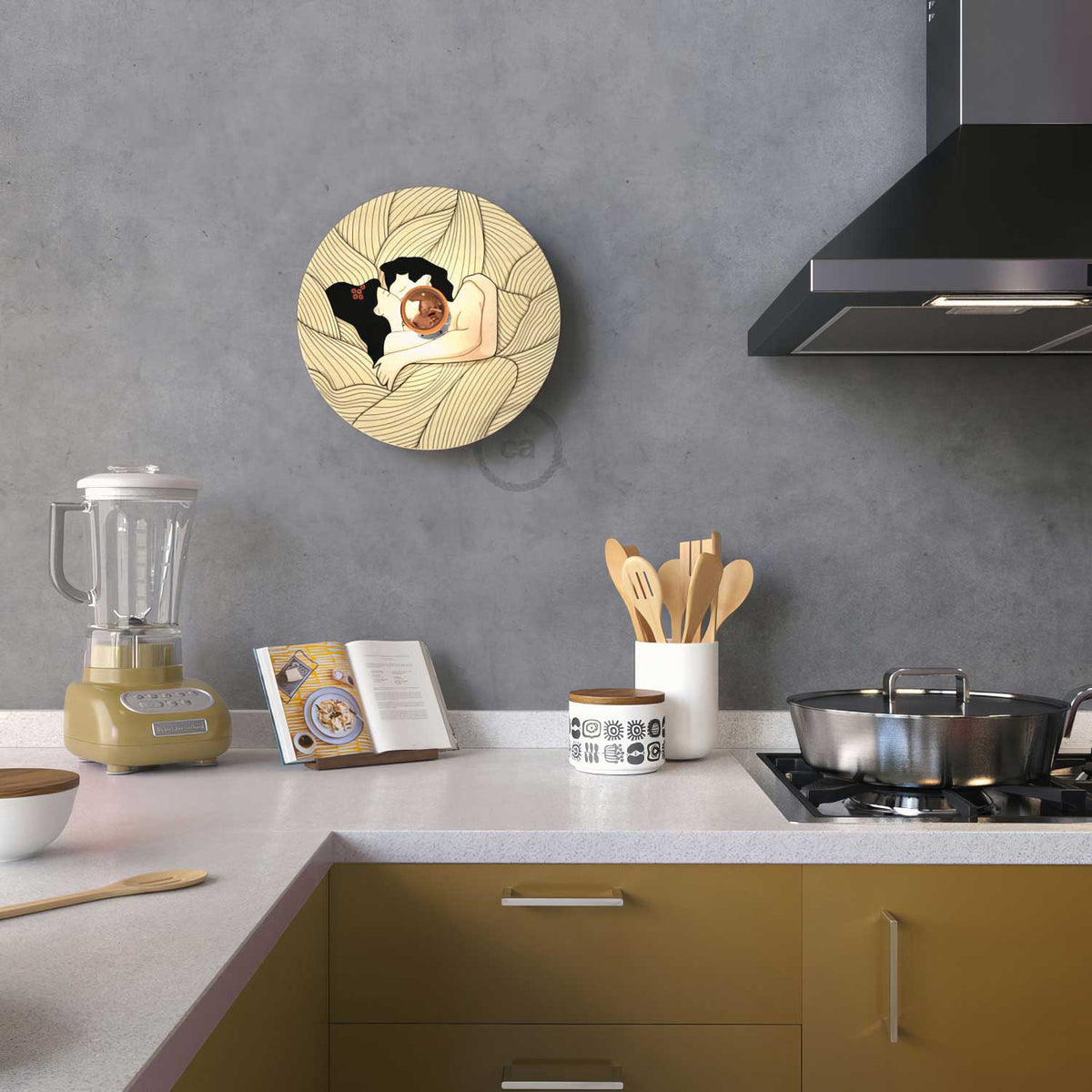 Fermaluce Romantic mit UFO-Schirm aus Holz, beidseitig illustriert von Carolina Zuniga – Ansicht 2