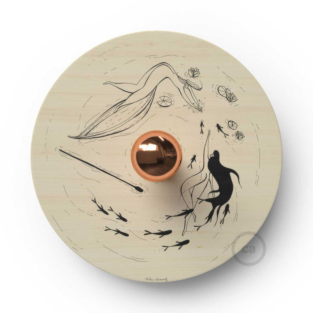 Fermaluce Romantic mit UFO-Schirm aus Holz, beidseitig illustriert von Fernando Cobelo