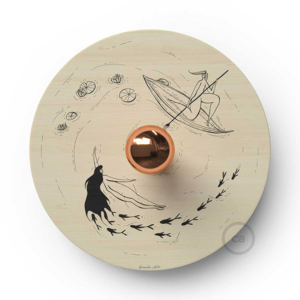 Fermaluce Romantic mit UFO-Schirm aus Holz, beidseitig illustriert von Fernando Cobelo – Ansicht 4