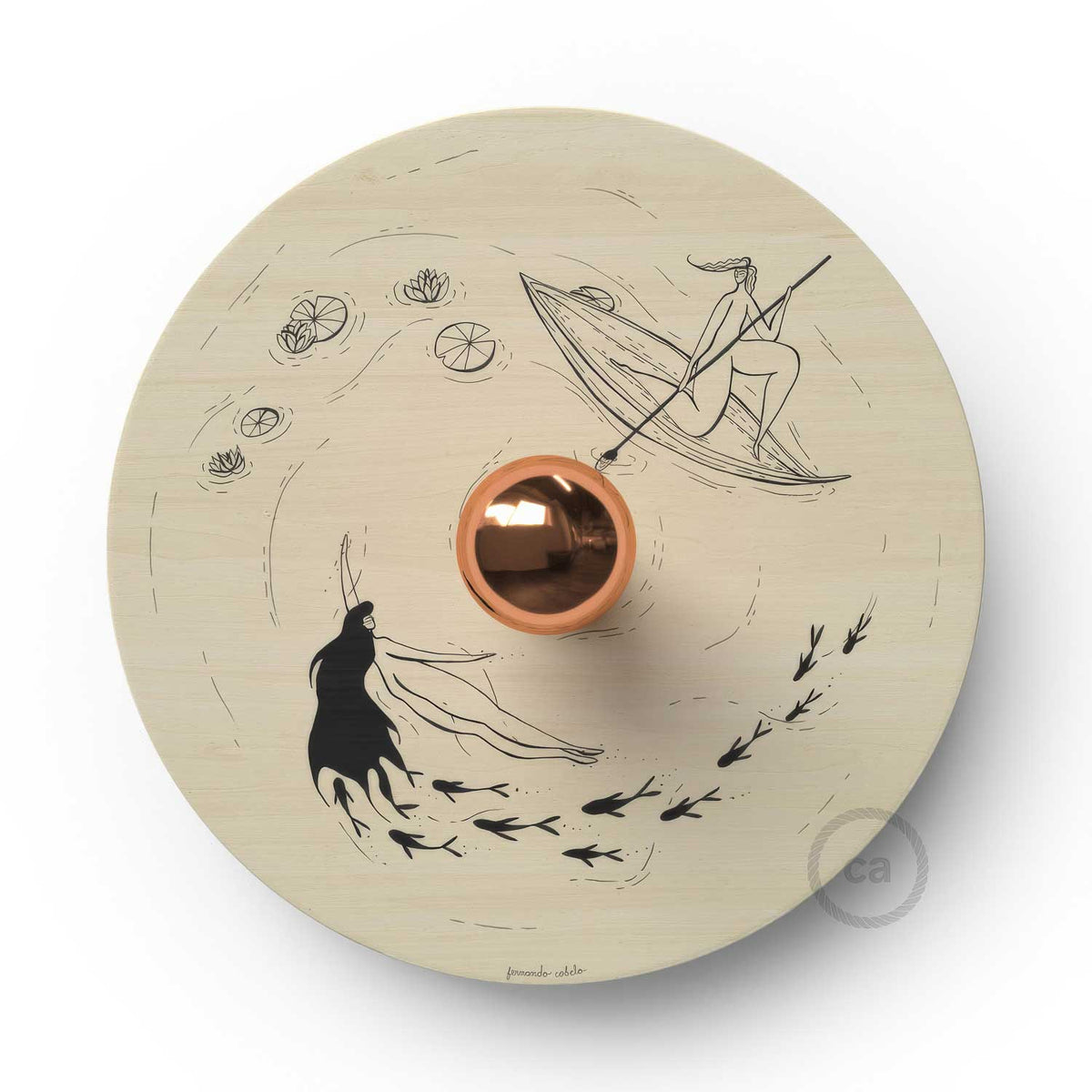 Fermaluce Romantic mit UFO-Schirm aus Holz, beidseitig illustriert von Fernando Cobelo – Ansicht 4