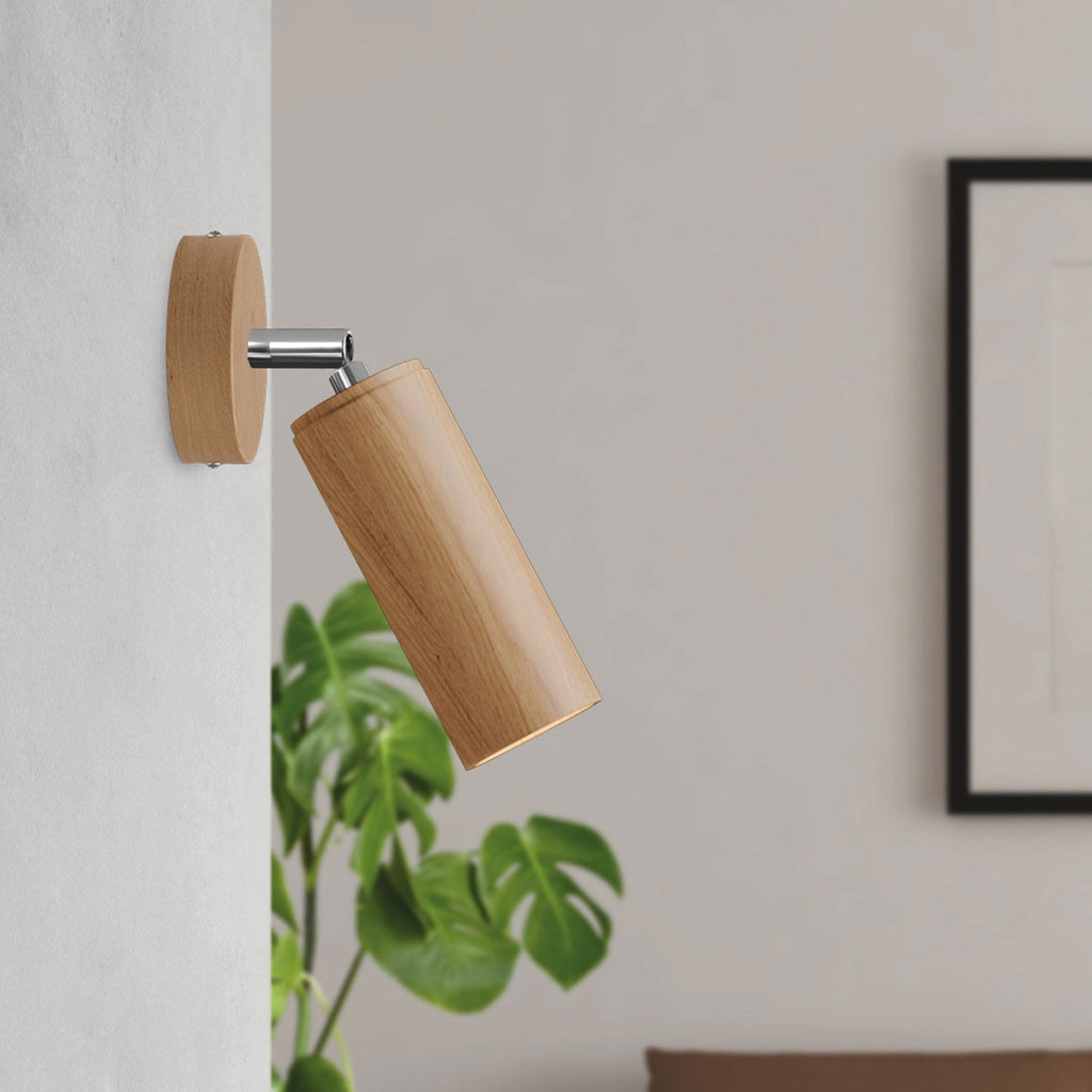 Fermaluce Wood mit schwenkbarem Spot in Holz und Tub-E14 Lampenschirm – Neutral – Ansicht 2