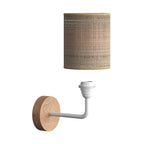 Fermaluce Wood, Wandleuchte aus Holz mit Zylinder-Lampenschirm und gebogenem Ausleger – Neutral – Ansicht 3