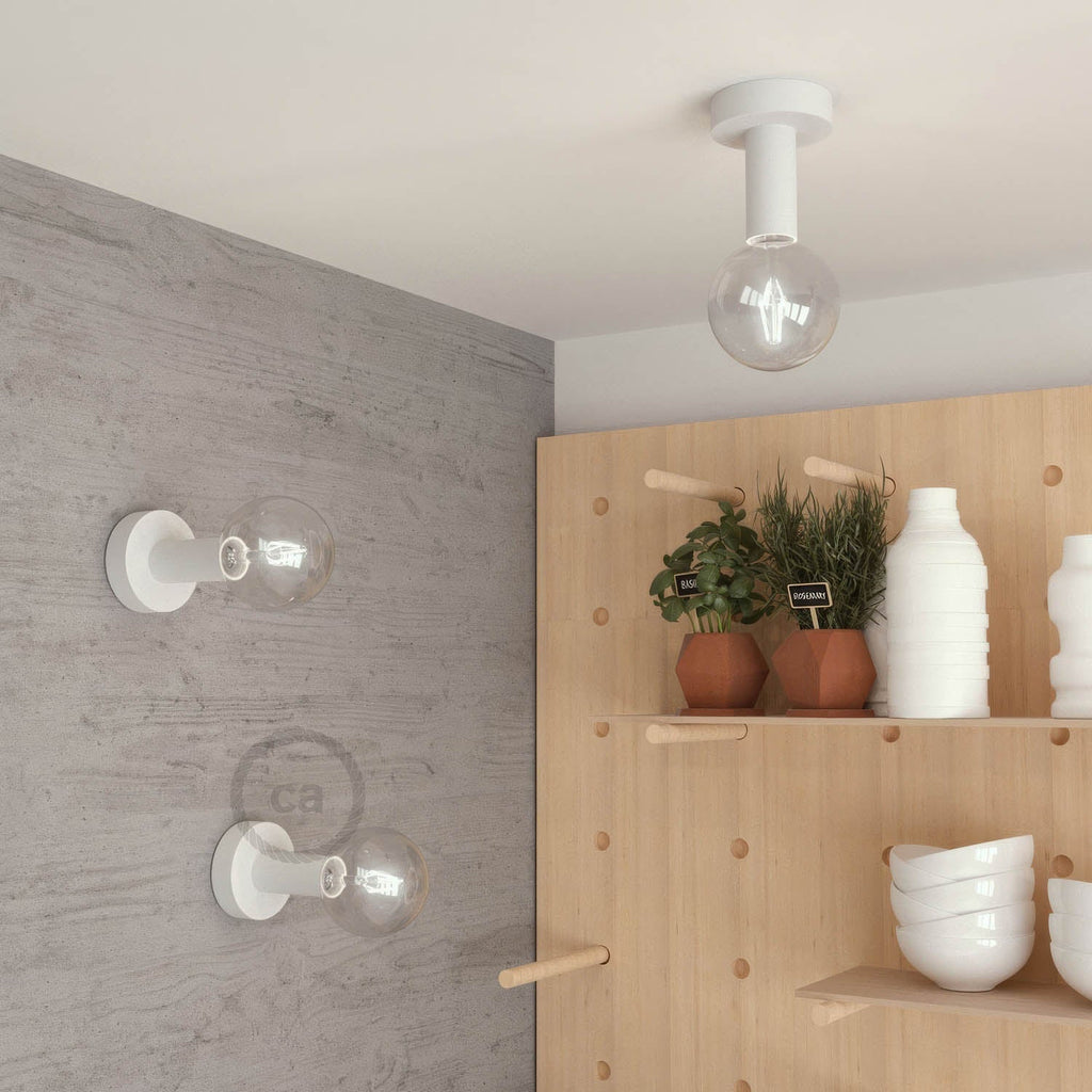 Fermaluce Wood M, die Wand- oder Deckenleuchte aus Holz – Weiß – Ansicht 2