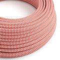 Elektrikkabel in Stoff Rot Feuer und Reinweiß ZigZag