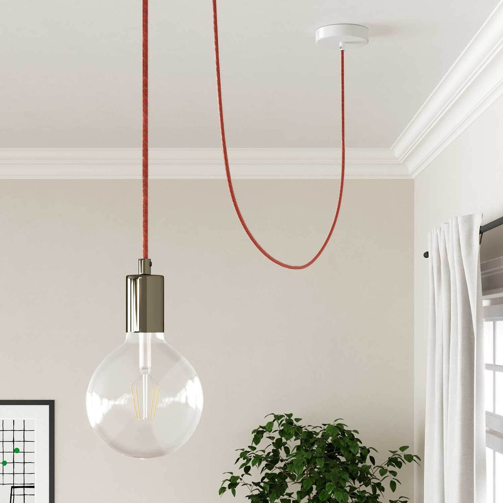 Elektrikkabel mit Baumwollmantel Ziegelrot und Blau Vertigo – Ansicht 4