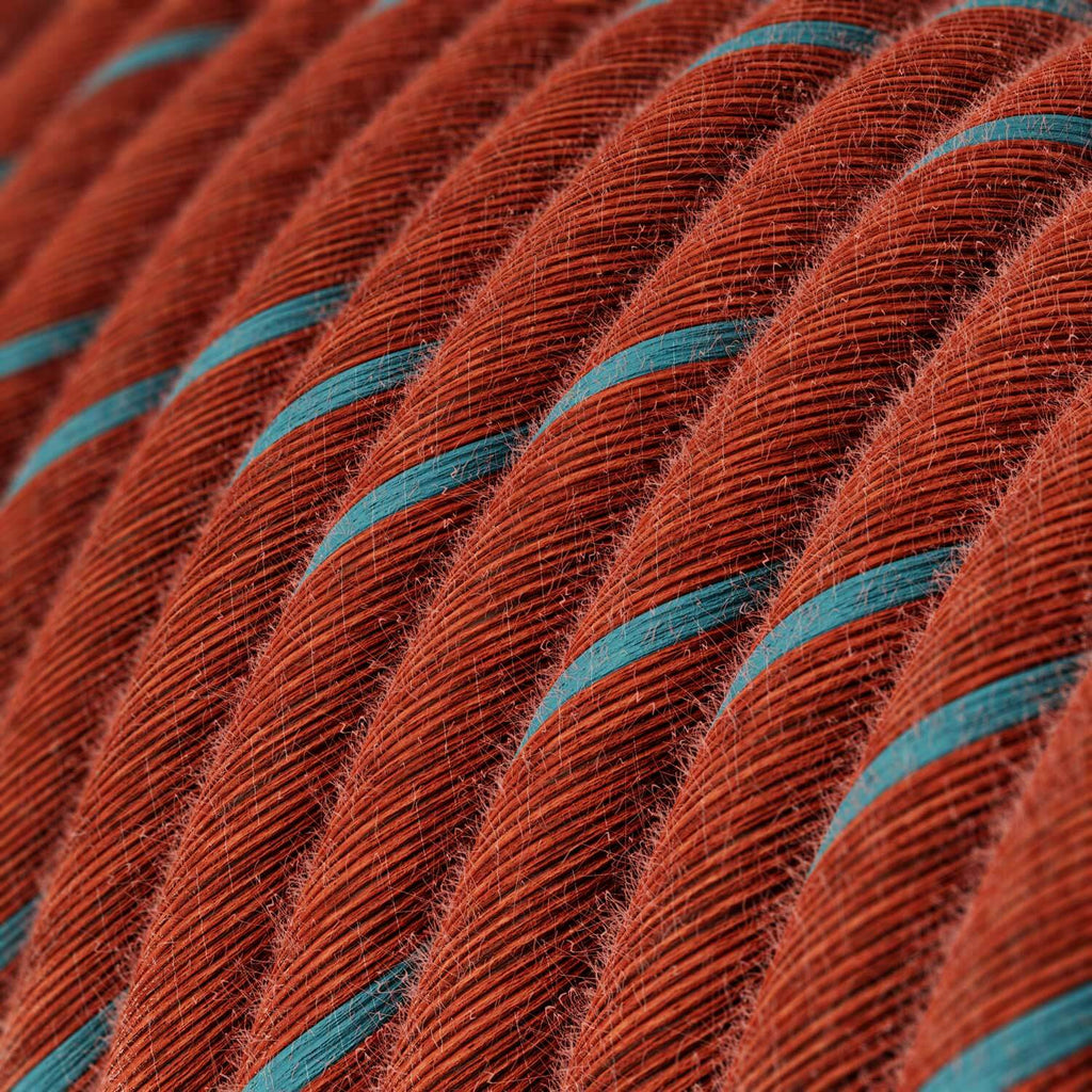 Elektrikkabel mit Baumwollmantel Ziegelrot und Blau Vertigo – Ansicht 2