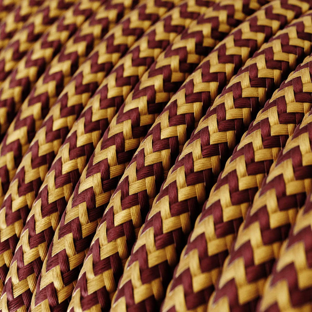 Textilkabel für Beleuchtung Gold und Bordeaux Zickzack – Ansicht 2