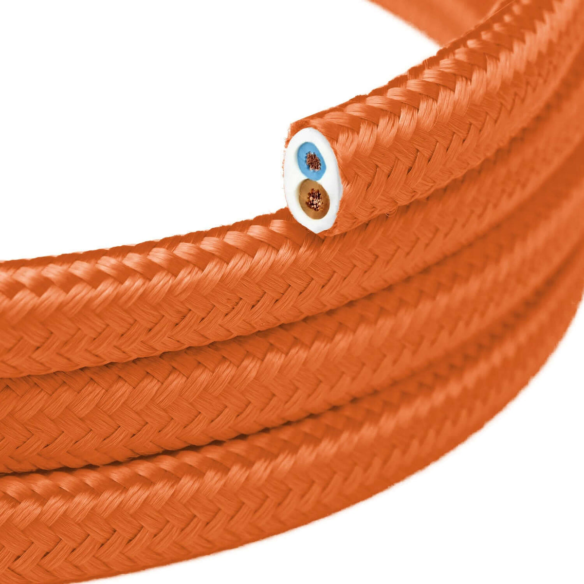 Flaches Textilkabel für Beleuchtung, Farbe Flammenorange