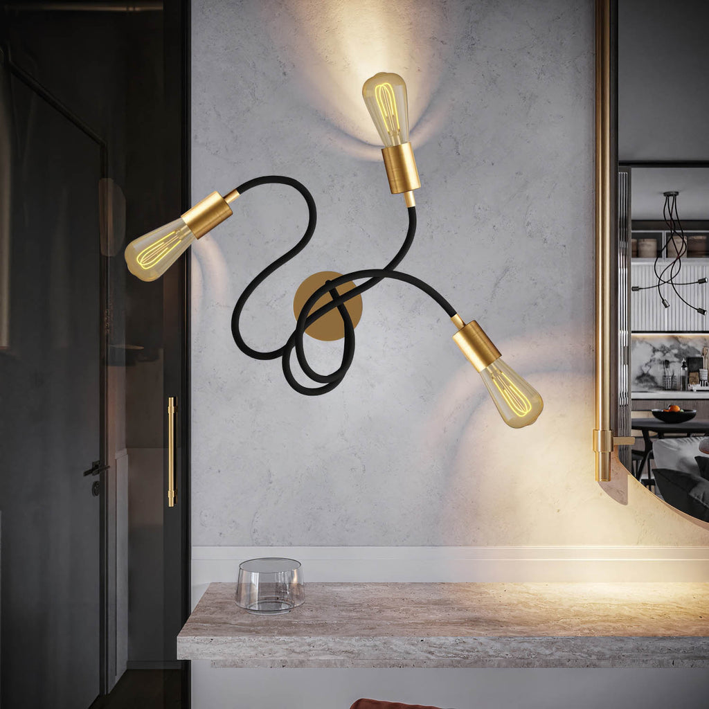 Flex 60 – Wandleuchte oder Deckenleuchte mit verstellbarem Arm und diffusem Licht, inkl. LED-Birne ST64 – Satiniertes Bronze – Ansicht 2