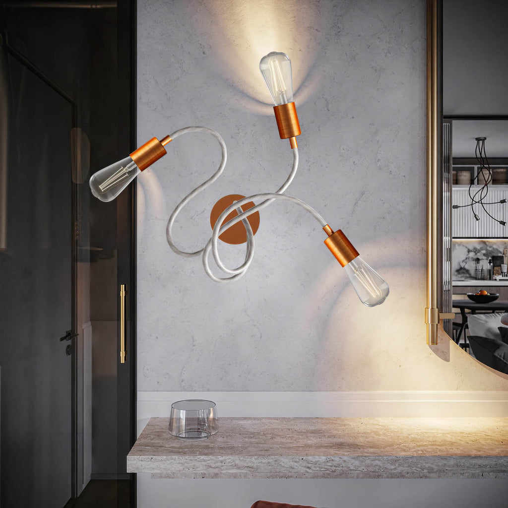 Flex 60 – Wandleuchte oder Deckenleuchte mit Gelenk, diffusem Licht und LED-Lampe ST64 – Satin-Kupfer – Ansicht 2
