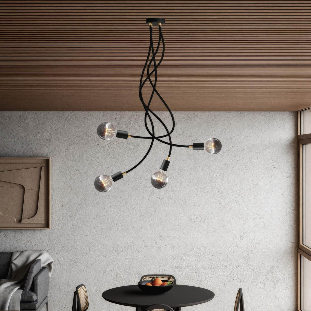 Flex 90 Deckenleuchte mit schwenkbarem Arm, diffusem Licht und G95 LED-Leuchtmittel – Schwarz – Ansicht 2