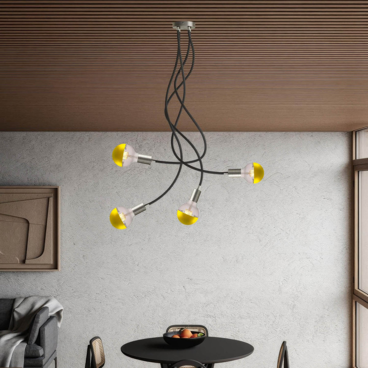 Flex 90 drehbare Deckenleuchte mit diffusem Licht und LED-Lampe G95 – Satin Titan – Ansicht 2