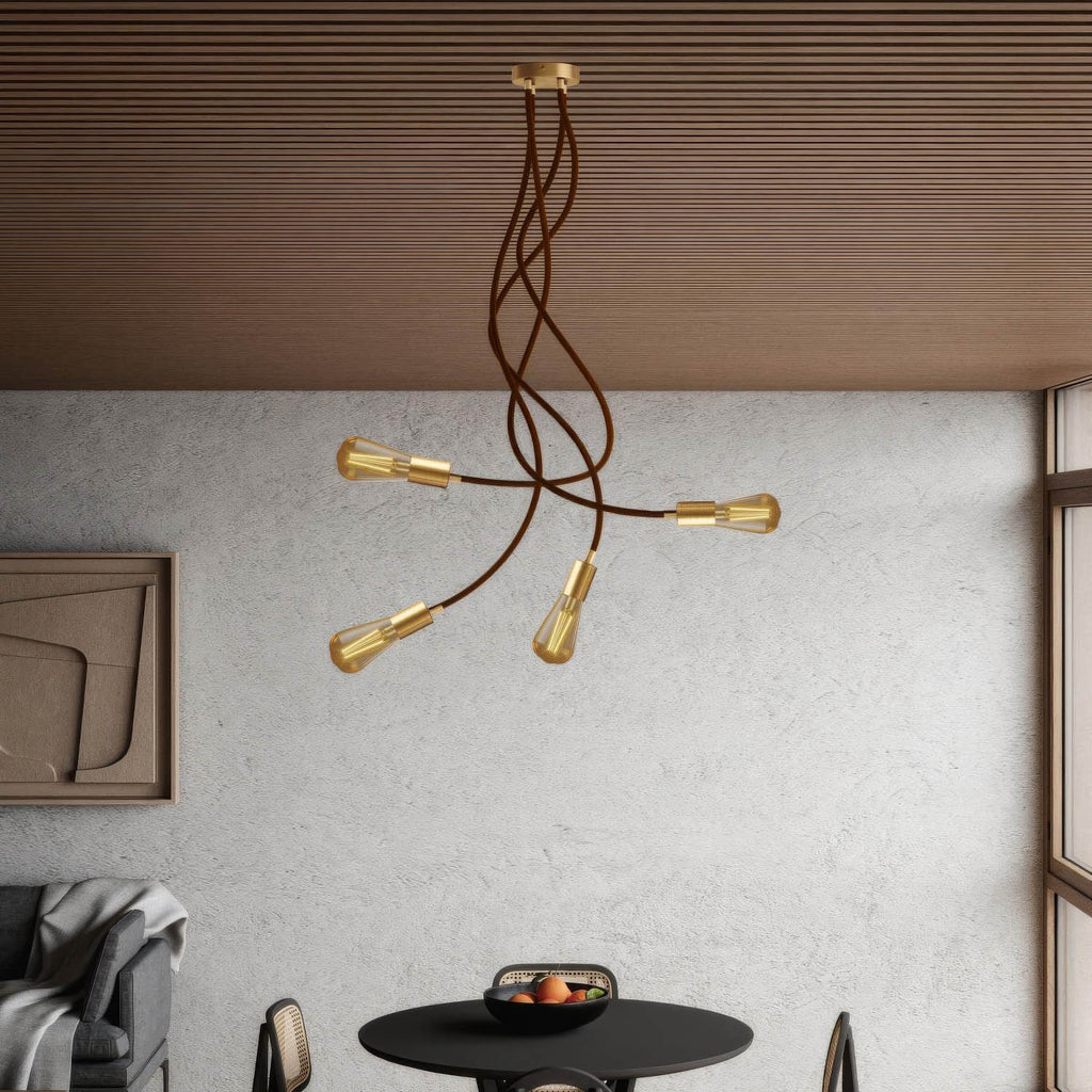 Flex 90 Gelenk-Deckenleuchte mit diffusem Licht und ST64-LED-Glühbirne – Satinierte Bronze – Ansicht 2