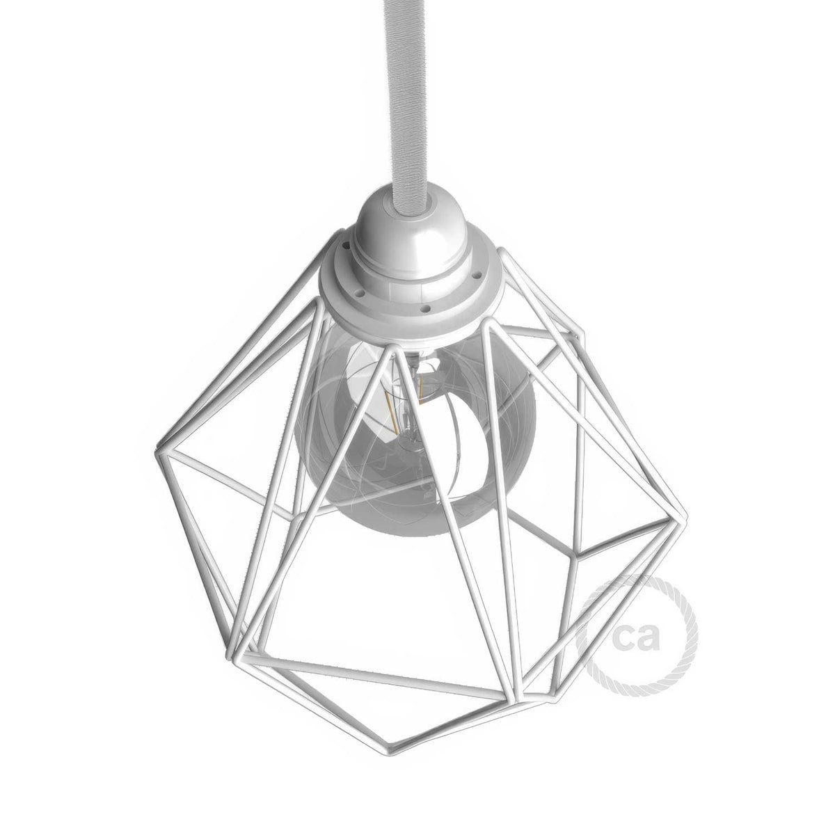 Gitter-Lampenschirm Diamond aus Metall mit E27-Fassung – Weiß – Ansicht 3