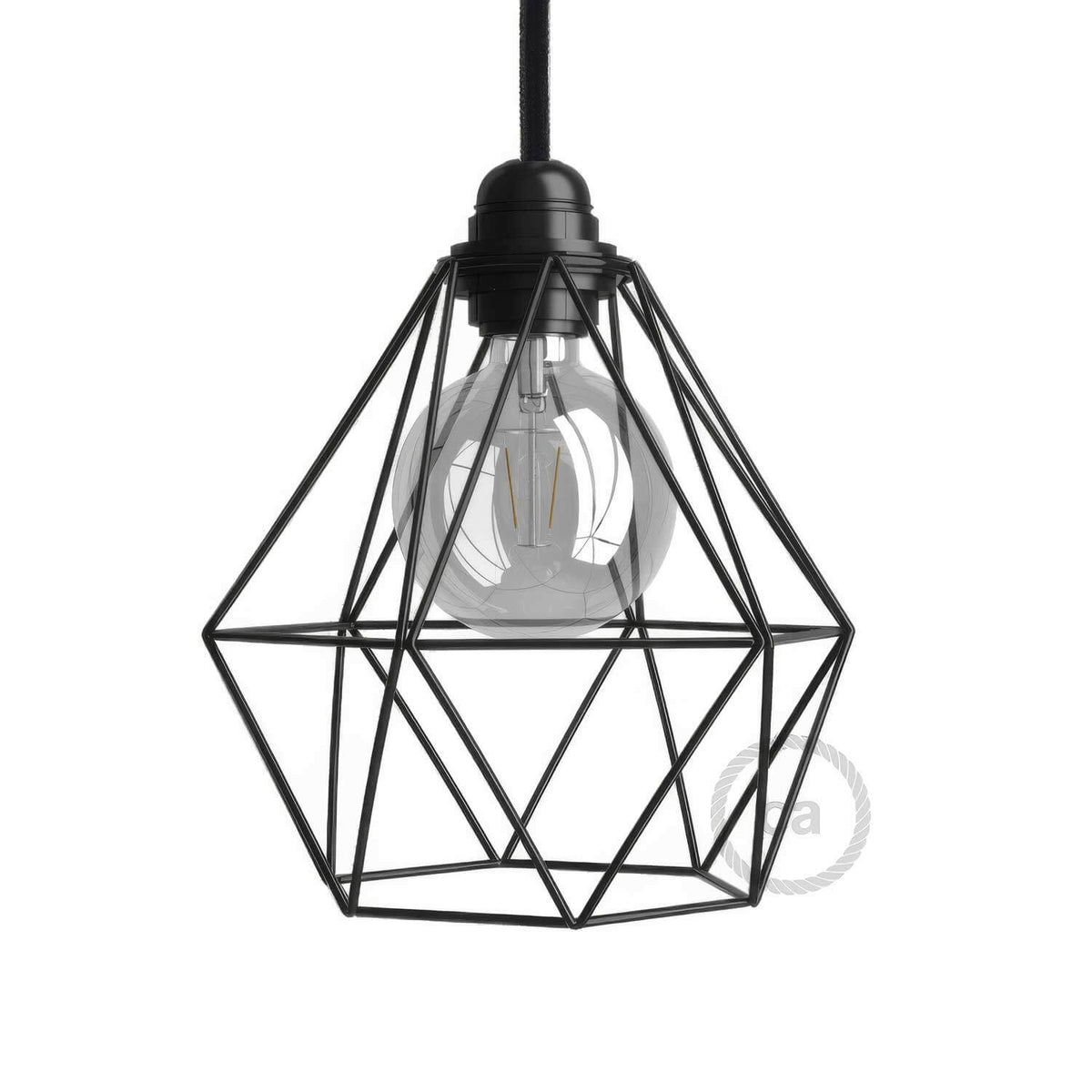 Lampenschirmgitter Diamond aus Metall mit E27-Fassung - Schwarz