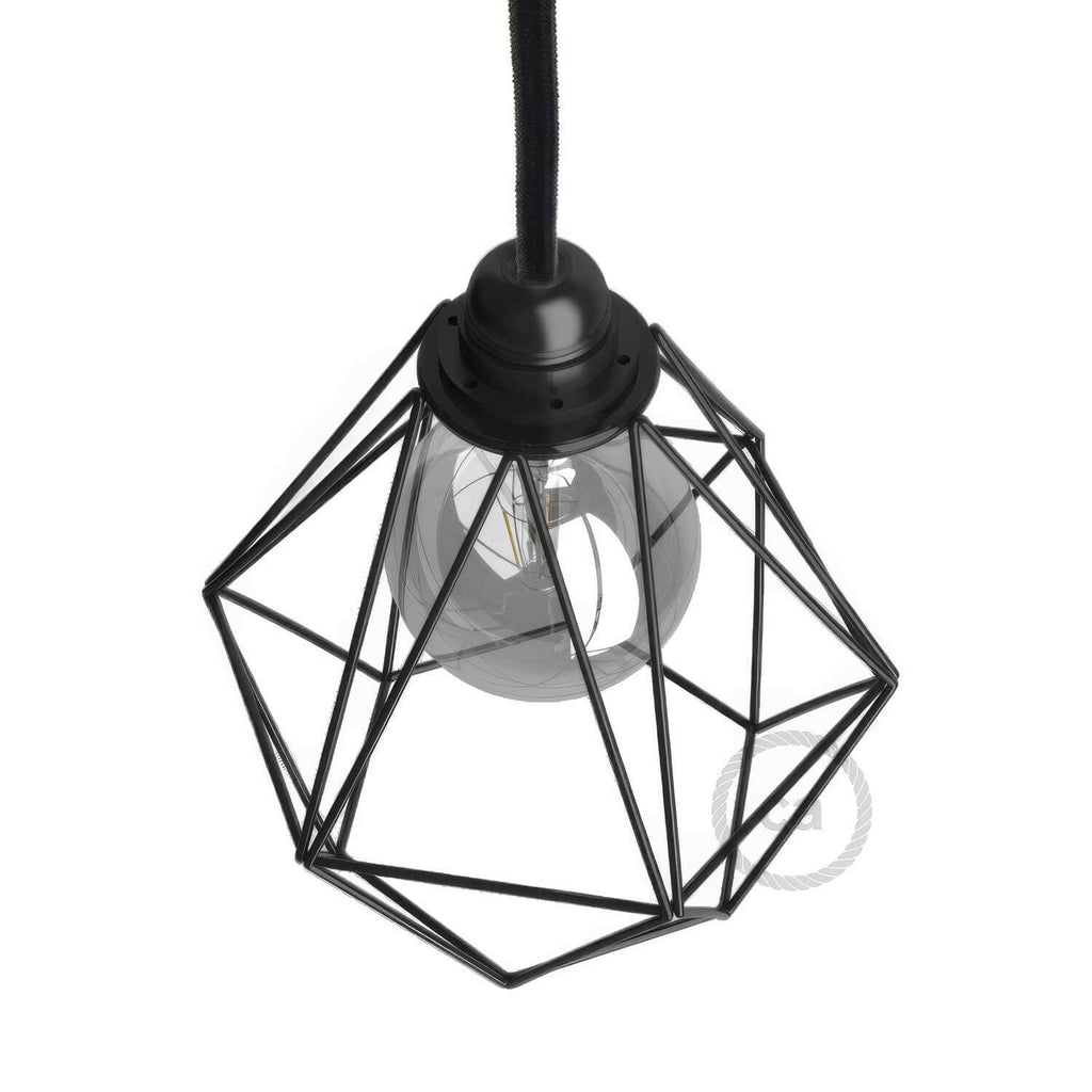 Lampenschirmgitter Diamond aus Metall mit E27-Fassung - Schwarz – Ansicht 3