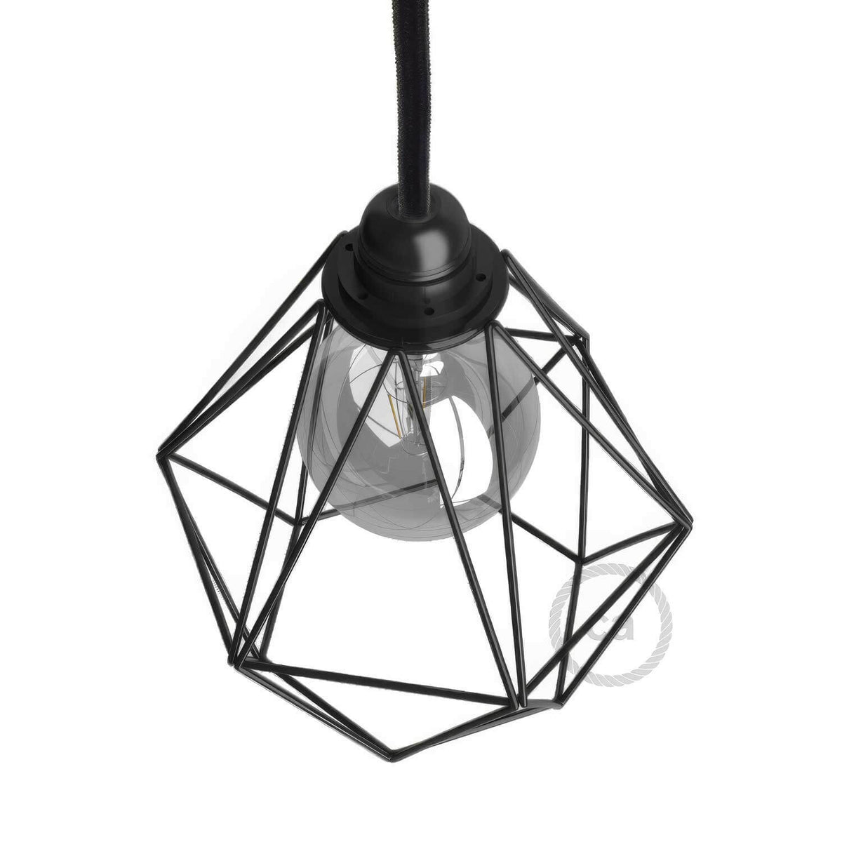 Lampenschirmgitter Diamond aus Metall mit E27-Fassung - Schwarz – Ansicht 3