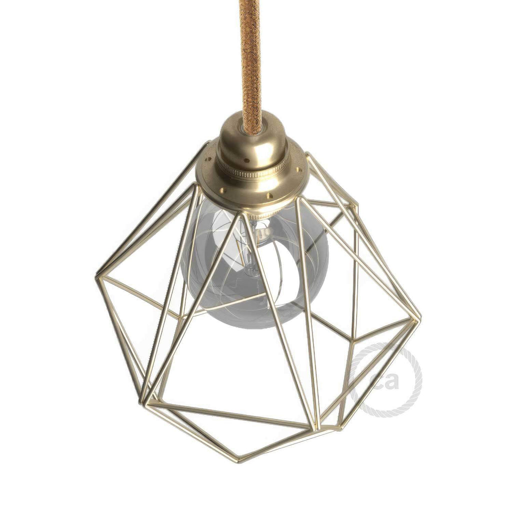 Schirmkäfig Diamond aus Metall mit E27-Fassung – Messing – Ansicht 3
