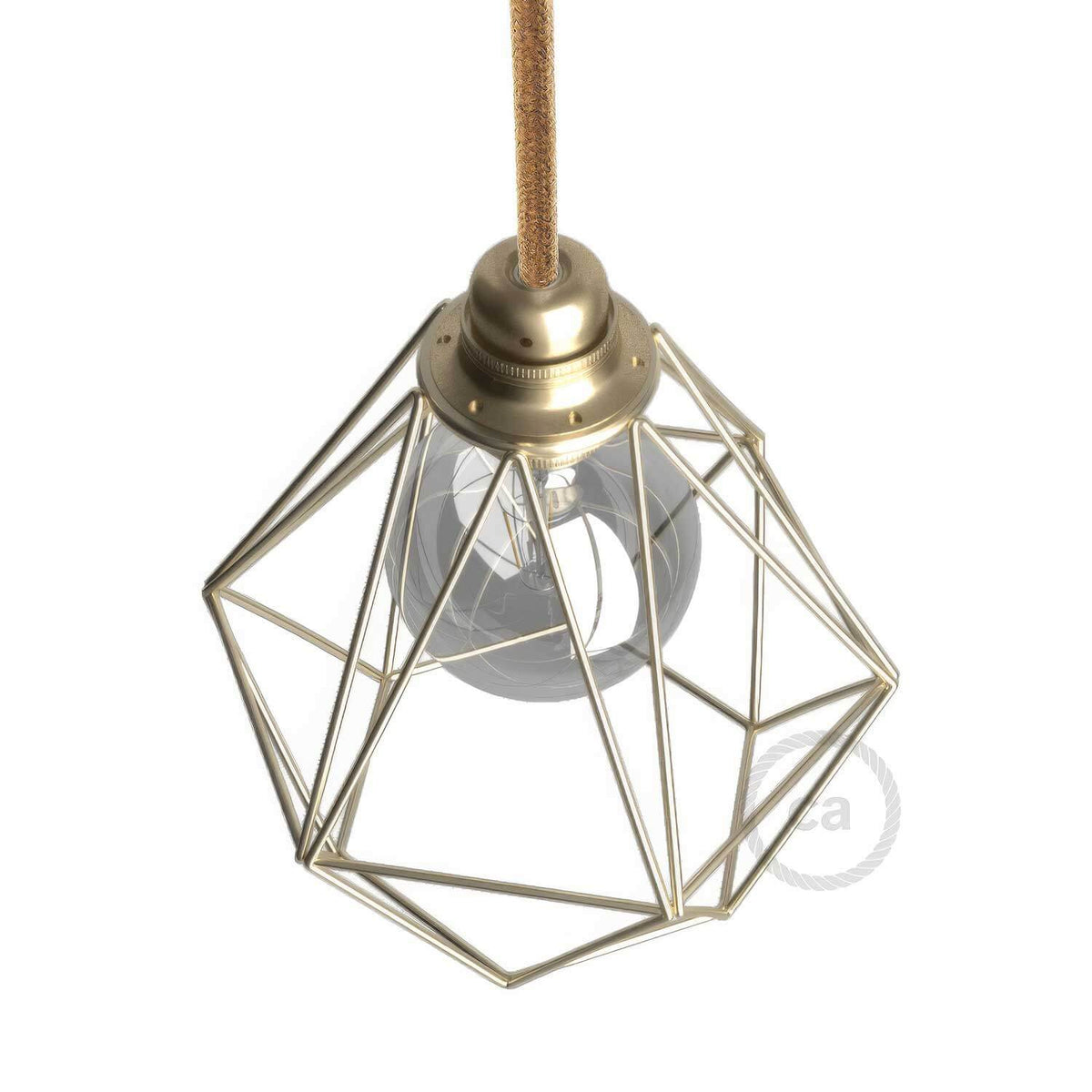 Schirmkäfig Diamond aus Metall mit E27-Fassung – Messing – Ansicht 3